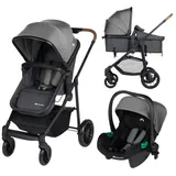 Bebeconfort Haze Trio, Kinderwagen 3-in-1 Komplettset, 0–4 Jahre, 2-in-1-Sitzeinheit, wendbarer & leichter Kinderwagen, i-Size-Babyschale,Tinted Stone