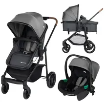 Bebeconfort Haze Trio, Kinderwagen 3-in-1 Komplettset, 0–4 Jahre, 2-in-1-Sitzeinheit, wendbarer & leichter Kinderwagen, i-Size-Babyschale,Tinted Stone