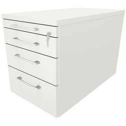 fm Büromöbel Schubladen Rollcontainer Tiefe 80 cm »Sidney« einheitliches Dekor weiß, 43.4x54x80 cm