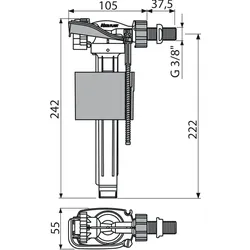 Alcadrain s.r.o. alcadrain A16-3/8" Füllventil, Metallgewinde, für Keramik - Spülkasten, Zulauf seitlich