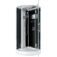 AcquaVapore D37-23R1 Komplettdusche rechts 100 x 100 cm schwarz Sicherheitsglas Duschwanne