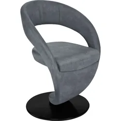 Drehstuhl K+W KOMFORT & WOHNEN "Wave", blau (blau, drehteller in metall schwarz struktur), B:62cm H:86cm T:61cm, 785: Microfaser, 100% Polyester, Stühle, Barhocker Drehstuhl Esszimmerstuhl, Design-Drehstuhl, schwarzer Drehteller