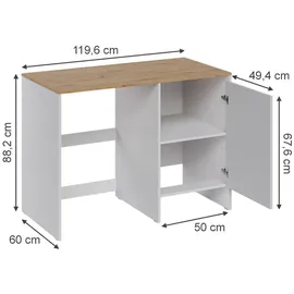 Vicco Waschmaschinenumbauschrank Viktor 119,6 x 88,2 cm Weiß/Artisan-Eiche