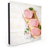 Primedeco Schlüsselkasten Magnetpinnwand mit Glasfront Schweinefleisch auf Holz (1 St) grün