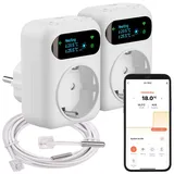 Revolt 2er-Set WLAN-Steckdosen-Thermostat, Heiz- & Klimageräte, App, Sensoren