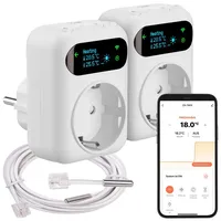 Revolt 2er-Set WLAN-Steckdosen-Thermostat, Heiz- & Klimageräte, App, Sensoren