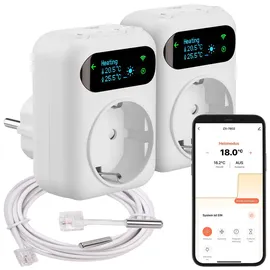 Revolt 2er-Set WLAN-Steckdosen-Thermostat, Heiz- & Klimageräte, App, Sensoren