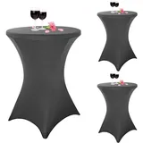 luxuskollektion Stehtischhusse Stretch Dunkelgrau 80 x 110 cm 3er Set