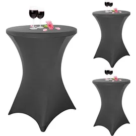 luxuskollektion Stehtischhusse Stretch Dunkelgrau 80 x 110 cm 3er Set