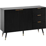FineBuy Sideboard 120 x 80 x 40 cm Schwarz / Eiche Dekor