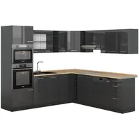 Vicco Winkelküche R-Line L-Form 237 cm Anthrazit Hochglanz