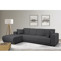 Ecksofa HOME AFFAIRE "LEMPS wahlweise Recamiere links oder rechts L-Form", grau (anthrazit), B:297cm H:85cm T:162cm, 100% Polyester, Sofas, incl. Zierkissen, Stellmaße 297x162 cm