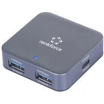 Renkforce RF-USBH-500 2+2 Port USB 3.2 Gen 2-Hub mit Aluminiumgehäuse Aluminium-Grau