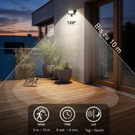 Briloner LED Strahler außen mit Bewegungsmelder Kunststoff/Metall 17,5x21x4 cm 50W 4500lm Schwarz