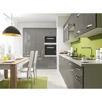 L-Form Küchenzeile ESSEN TREND 160x280cm weiß - graphit Acryl Hochglanz 67124006