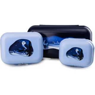 Tupperware Eco+ Winterzauber Lunchbox To Go Maxi-Twin Winter Motiv + Kleiner-Twin hellblau Wintereule + Mini-Twin hellblau Wintereule (inkl. Ausstecher hellblau)