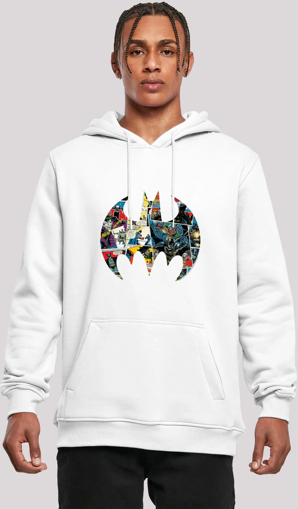 Sweatshirt F4NT4STIC "DC Comics Batman Comic Book Logo" Gr. L, weiß Herren Sweatshirts Herren,Premium Merch,Slim-Fit,Kapuzenpullover,Bedruckt