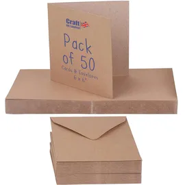 Craft UK Limited Crafts UK 2047 Kraftkarte und Umschlag mit 50 Stück - Braun 385 047 Kraft 15.24 x 15.24 x 15.24 cm