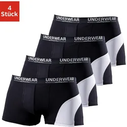 Boxer AUTHENTIC UNDERWEAR Gr. 5 (M), schwarz (schwarz, schwarz) Herren Unterhosen mit kontrastfarbenen Einsatz