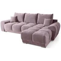 bromarkt Ecksofa NUBES Schlaffunktion Bettkasten L-Form 298x184x85cm Rosa, - Rosa