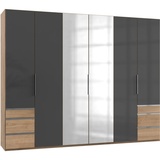 WIMEX Level 300 x 236 x 58 cm Plankeneiche Nachbildung/Grauglas mit Glas- und Spiegeltüren