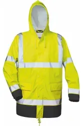 NORWAY® Warnschutz PU-Stretch-Regenjacke, gelb/schwarz 1 Stück, Größe: S