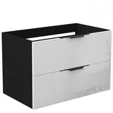duschspa Waschtisch Unterschrank Waschtischunterschrank Waschbeckenunterschrank Badschrank, 50-120cm Hängeschrank, Matt / Hochglanz schwarz 79 cm x 52 cm x 46.3 cm