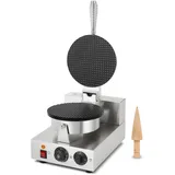 Vertes Waffeleisen, Hörncheneisen für Eiswaffeln, 24 Stück pro Std., Kegel inkl., regelbar 0°-300°C, Timer, teflonbeschichtet, Gusseisen Hörnchenautomat