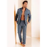 H.I.S. H.I.S Pyjama 1 Stück, 2 tlg. weich aus Flanell im Streifendesign, Gr. 44/46, marine-braun, , 662702-44