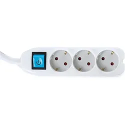 Perel Steckdosenleiste mit Schalter und Kabelbox, 3 Schutzkontakt-Steckdosen, Kabel 1.5 m, 3G1.5, Innenbereich, Weiß