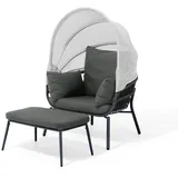 LECO Gartensessel mit Fußhocker Clara 102 x 102 x 108 cm grau 2 St.