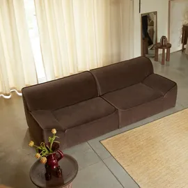 Tikamoon Quinto - Modulares 2-Sitzer-Sofa mit Armlehnen aus braunem Stoff