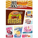 trendaffe Retro Kühlschrankmagnete im 8er Set zum Thema: American Diner Amerika Fast food