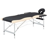 vidaXL Massageliege Klappbar 2-Zonen Aluminiumgestell Schwarz Beige