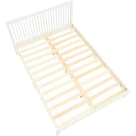 Homestyle4u Holzbett 140x200 Bettgestell Weiß Holz mit Lattenrost - Weiß