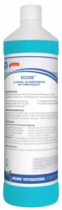 ECOSE Alkohol-Glanzreiniger mit Frischeduft, Unterhaltsreiniger auf Alkoholbasis für die streifenfreie Reinigung, 1 Liter - Flasche