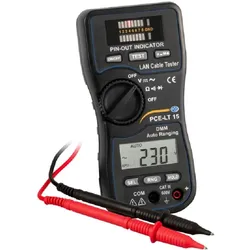 PCE LAN Tester PCE-LT 15 Digitalmultimeter Überprüfung von Netzwerkkabeln LCD