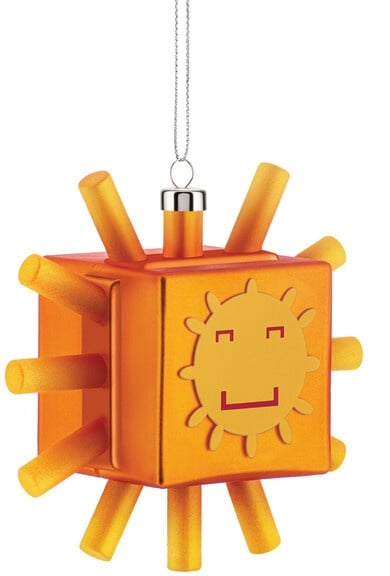 Weihnachtsanhänger Sonnenflocke Sunflake Alessi gold, Designer Massimo Giacon, Marcello Jori, 10x10x5 cm