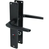 MS Beschläge - Schwarze Schildgarnitur Langschild-Türgriff Türdrücker Aluminium Türbeschlag Drückergarnitur Schwarz pulverbeschichtet Türklinke
