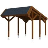 SKANHOLZ Skan Holz Carport Harz mit schwarzen Schindeln 321 x 560 cm Nuss