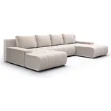 petits-meubles U-Sofa 5-sitzig umbaubar Truhe Jonas Cord Blanc Cassé - Weiß