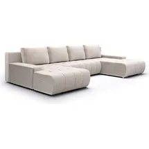 petits-meubles U-Sofa 5-sitzig umbaubar Truhe Jonas Cord Blanc Cassé - Weiß