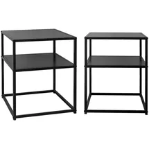 sweeek 2er Set Nachttische aus schwarzem Metall mit Regal, - Sweeek