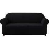 subrtex kariert Sofabezug Sofahusse Sesselbezug Stretchhusse Sofaüberwurf Couchhusse Spannbezug(2 Sitzer,Schwarz)