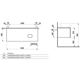 Laufen ILBAGNOALESSI Schubladenelement, Ausschnitt rechts, 120x50x37cm, zu WT-Schale H81897 5, H4303130972691, Farbe: Terracotta