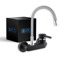 ATCO® FLEXO schwarz-grau Küchenarmatur Küche Wandarmatur Spültisch Wasserhahn