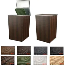 Dynamic24 Polyrattan Mülltonnenbox Aufbewahrung Mülltonne Mülltonnenverkleidung Müllbox, Farbe:Braun