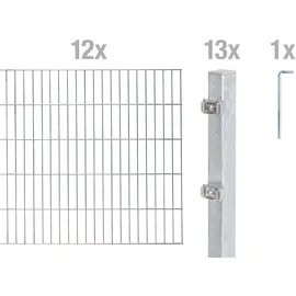 GAH Alberts Doppelstabmattenzaun 2400 x 1800 mm Silber/Stahl