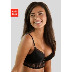 Push-up-BH LASCANA "Alicia", Damen, Gr. 70, Cup D, schwarz, Microtouch, Obermaterial: 90% Polyamid, 10% Elasthan, BHs Push-up-BH, in Bustier Form, sexy Dessous