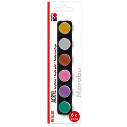 6 Marabu Metallic Acrylfarben farbsortiert